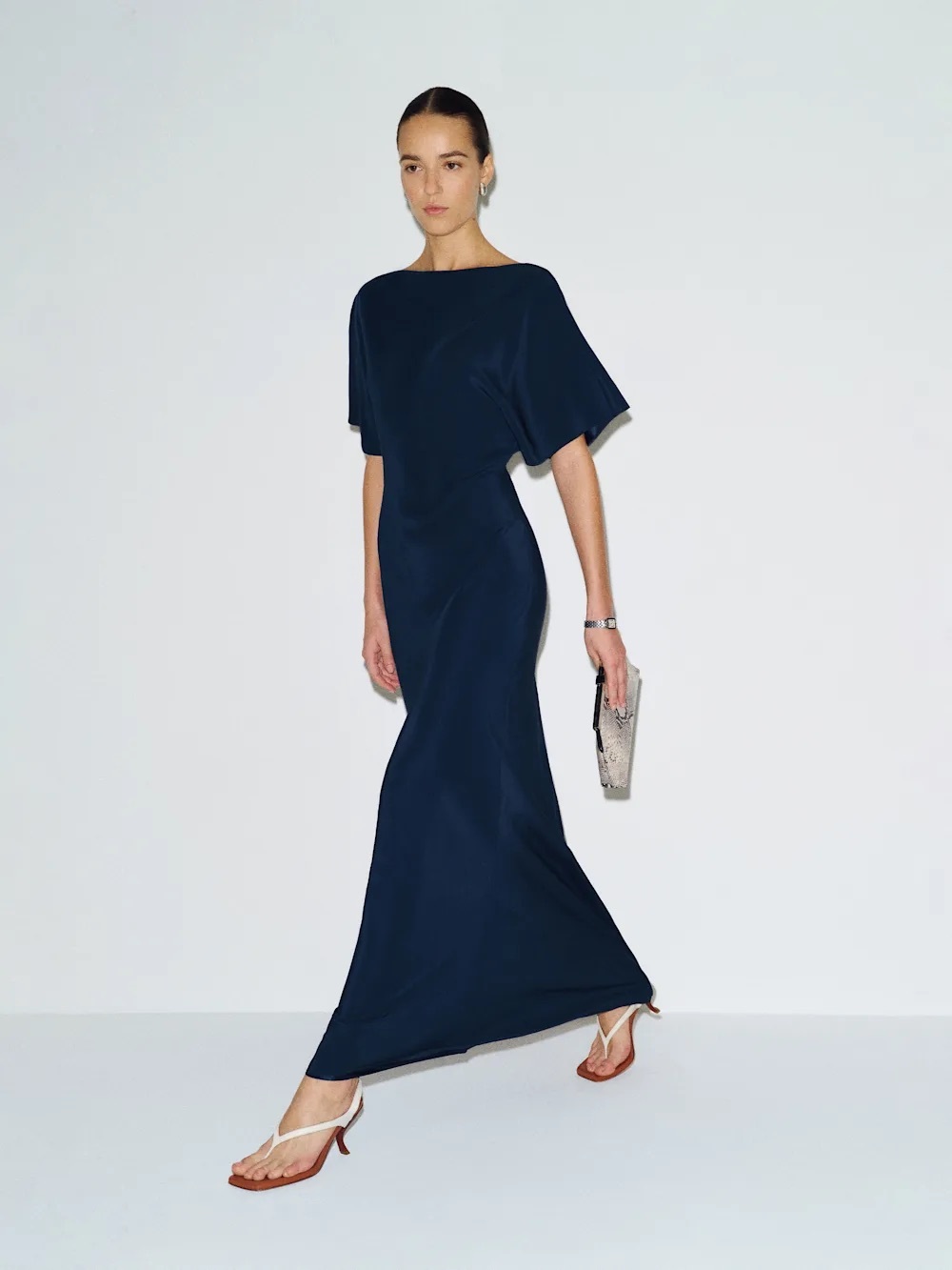 Reformation Caila Silk Dress In Navy, NEW WITHOUT TAGS, NEVER WORN, NO FLAWS.